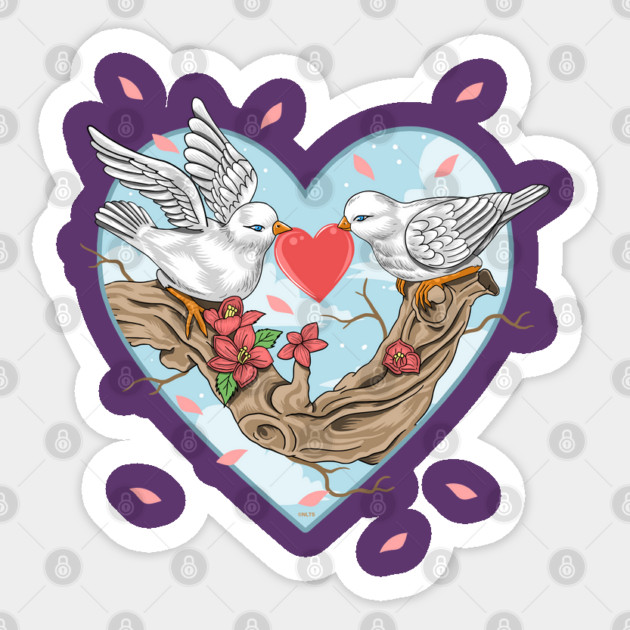 Romantic Birds in Love Valentine Sticker by creative