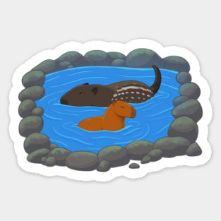Capybara Hot Spring Sticker