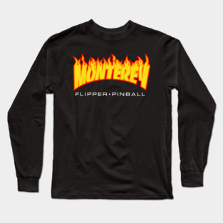 Monterey Flipper Pinball on Fire Long Sleeve T-Shirt