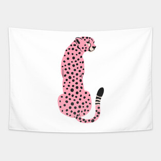 Peach Leopard | African Cheetah | Tropical Pop Art Tapestry