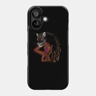 African Woman with Leopard Skin, African Tribal Art Phone Case