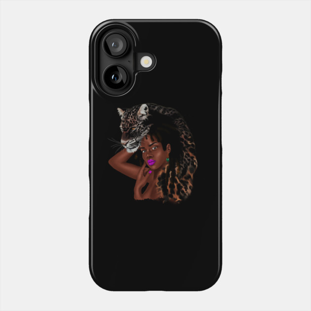 African Woman with Leopard Skin, African Tribal Art Phone Case by logiamerch