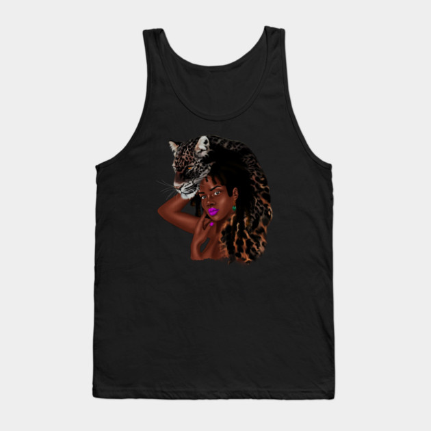 African Woman with Leopard Skin, African Tribal Art Tank Top by logiamerch