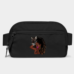 African Woman with Leopard Skin, African Tribal Art Bag