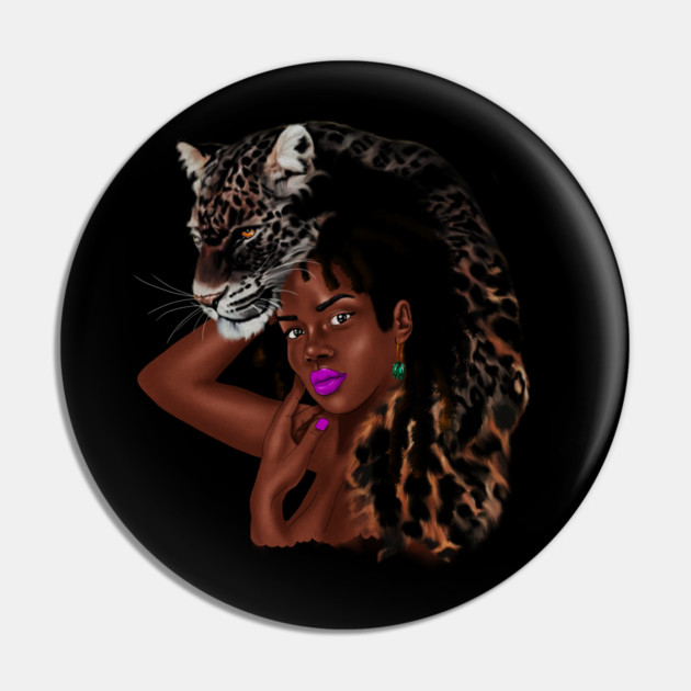 African Woman with Leopard Skin, African Tribal Art Pin by logiamerch