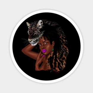 African Woman with Leopard Skin, African Tribal Art Magnet