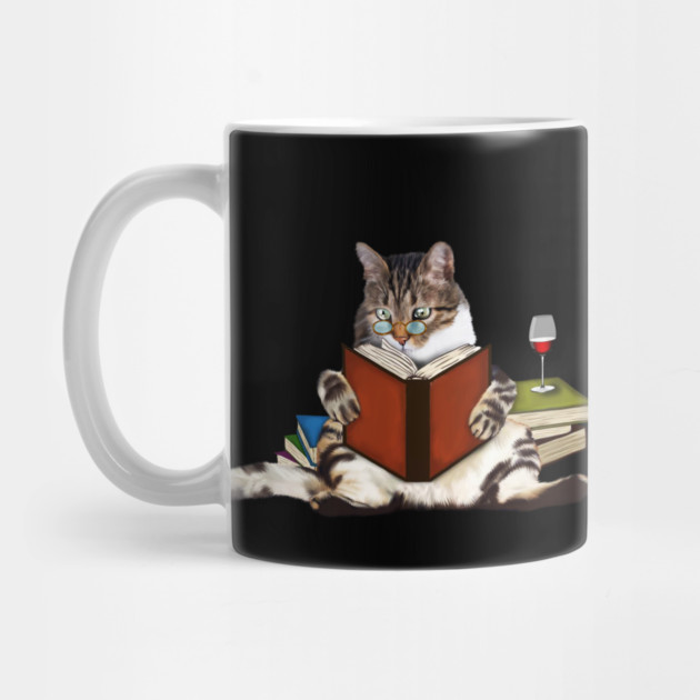 Cat Reading Book, Funnny Cat Lover by logiamerch