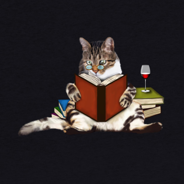 Cat Reading Book, Funnny Cat Lover by logiamerch