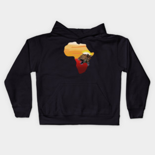 Africa Map with Leopard Sunset, Safari Kids Hoodie