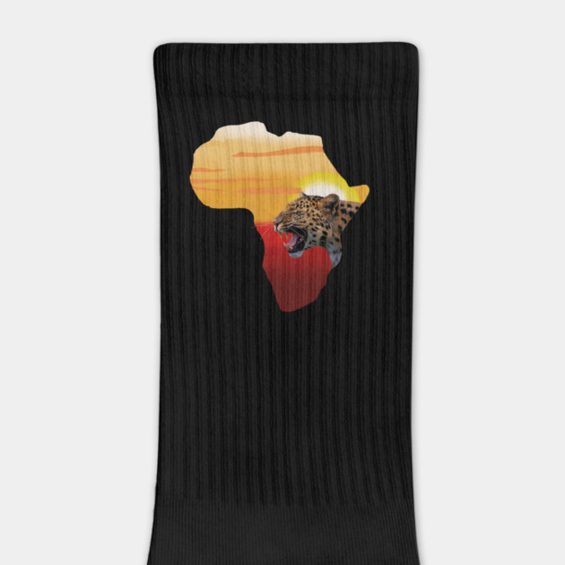 Africa Map with Leopard Sunset, Safari by logiamerch