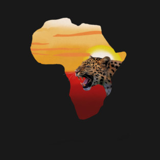 Africa Map with Leopard Sunset, Safari T-Shirt
