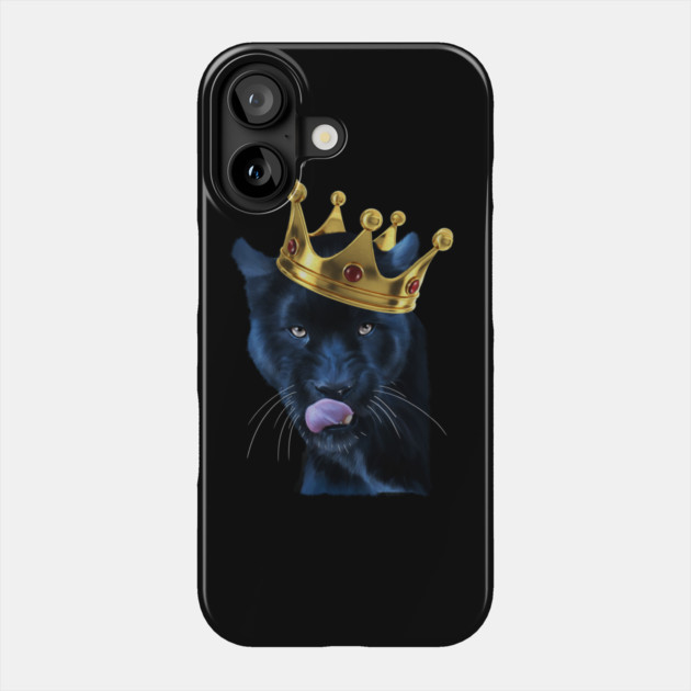 Black Panther Big Cat with Crown, Tropical Animal Phone Case by logiamerch