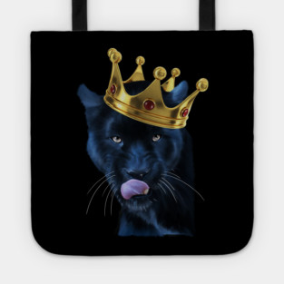 Black Panther Big Cat with Crown, Tropical Animal Tote