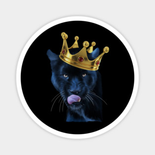 Black Panther Big Cat with Crown, Tropical Animal Magnet