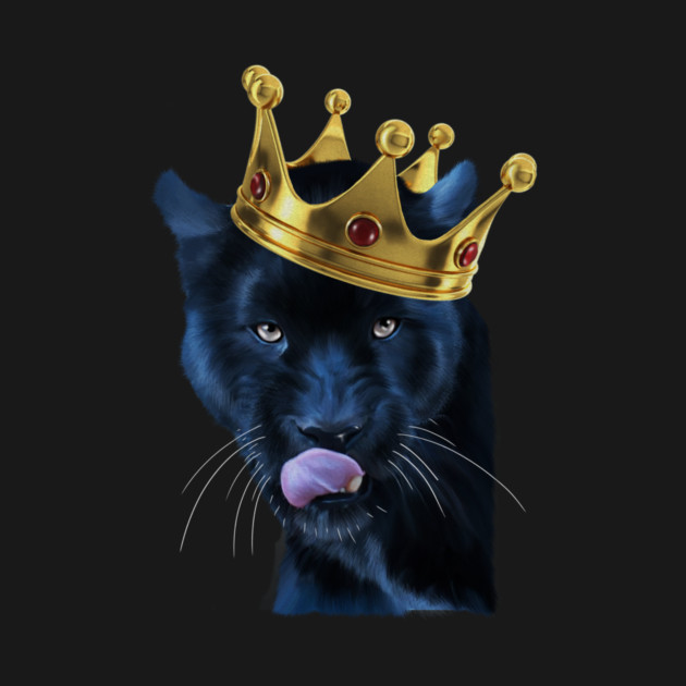Black Panther Big Cat with Crown, Tropical Animal by logiamerch