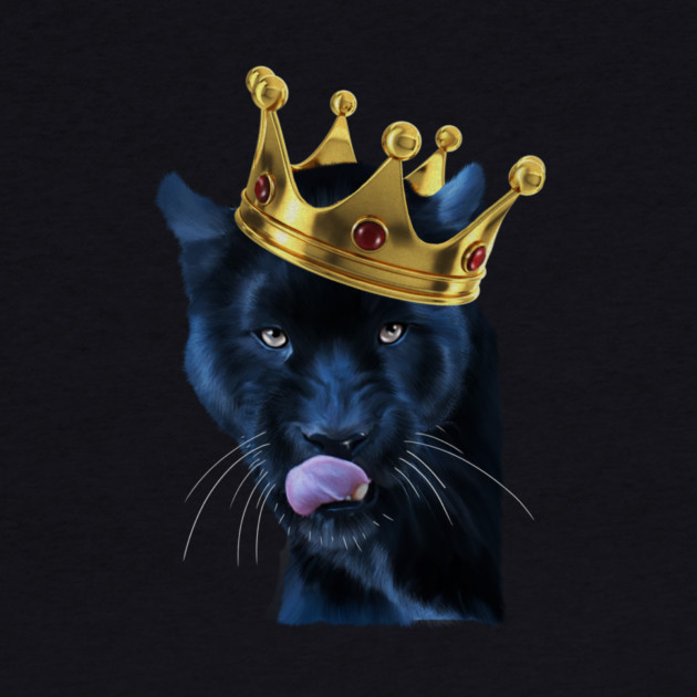 Black Panther Big Cat with Crown, Tropical Animal by logiamerch