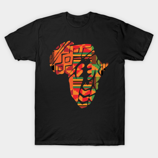 Africa Map, Kente Pattern, Gye Nyame Symbol T-Shirt by logiamerch