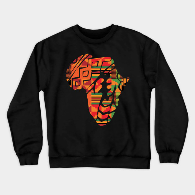 Africa Map, Kente Pattern, Gye Nyame Symbol Crewneck Sweatshirt by logiamerch