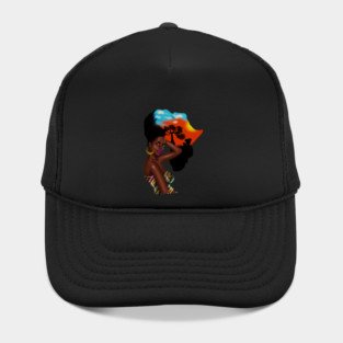 Afro African Woman with Africa map Hair Hat