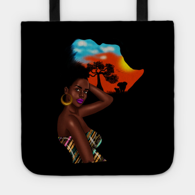 Afro African Woman with Africa map Hair Tote by logiamerch
