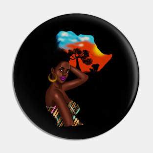 Afro African Woman with Africa map Hair Pin
