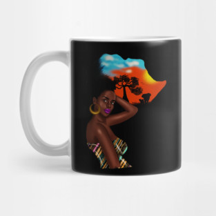 Afro African Woman with Africa map Hair Mug