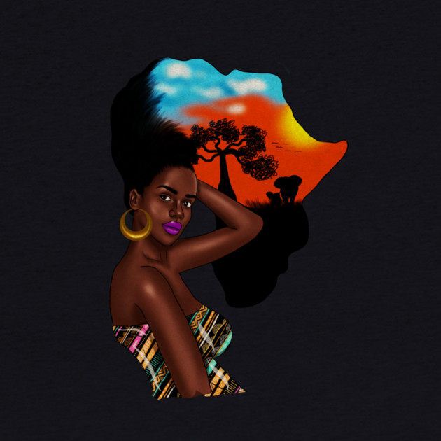 Afro African Woman with Africa map Hair by logiamerch