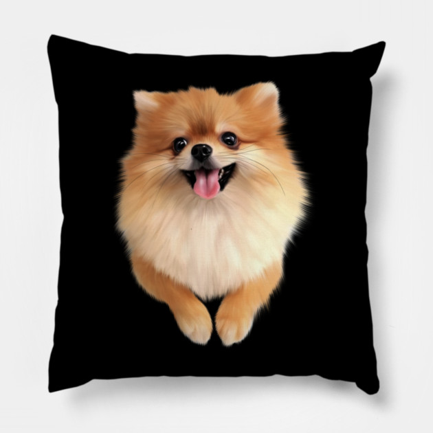 Pomeranian Dog Smiling, Love Pomeranians Pillow by logiamerch