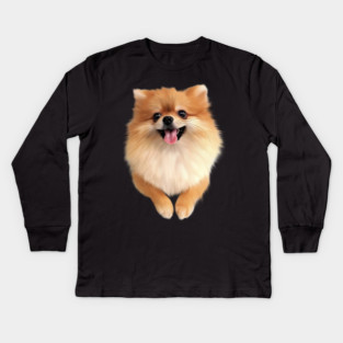 Pomeranian Dog Smiling, Love Pomeranians Kids Long Sleeve T-Shirt