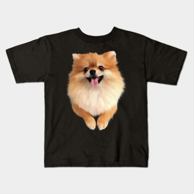 Pomeranian Dog Smiling, Love Pomeranians Kids T-Shirt by logiamerch
