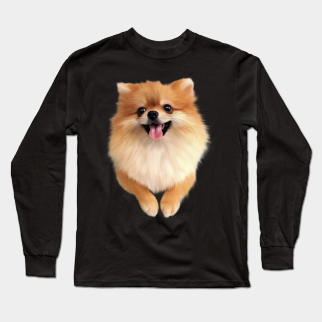 Pomeranian Dog Smiling, Love Pomeranians Long Sleeve T-Shirt by logiamerch
