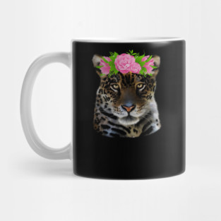 Leopard with flowers, Floral Design, Big Cat Mug