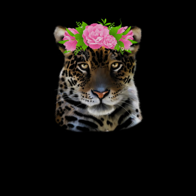 Leopard with flowers, Floral Design, Big Cat by logiamerch