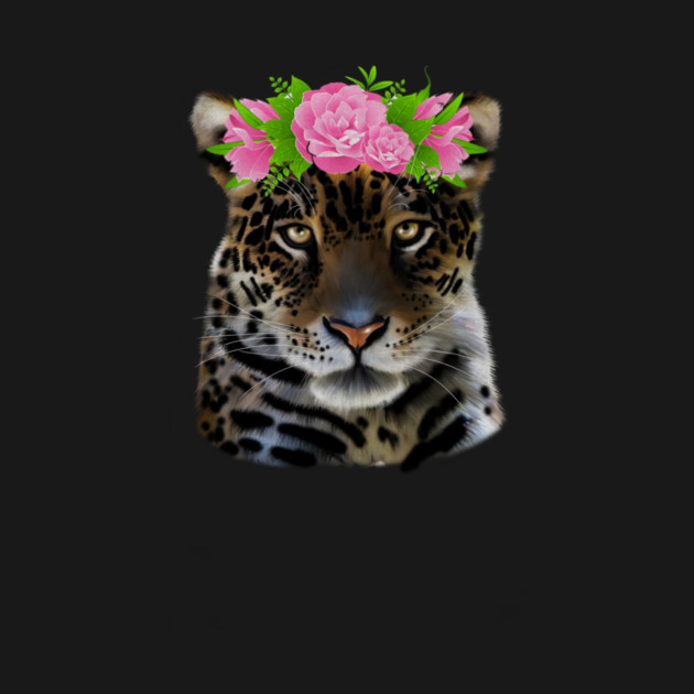 Leopard with flowers, Floral Design, Big Cat by logiamerch