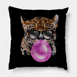 Jaguar with Blowing Gum, Love Big Cats Pillow