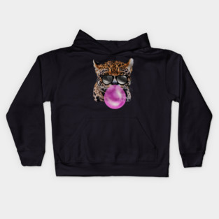 Jaguar with Blowing Gum, Love Big Cats Kids Hoodie