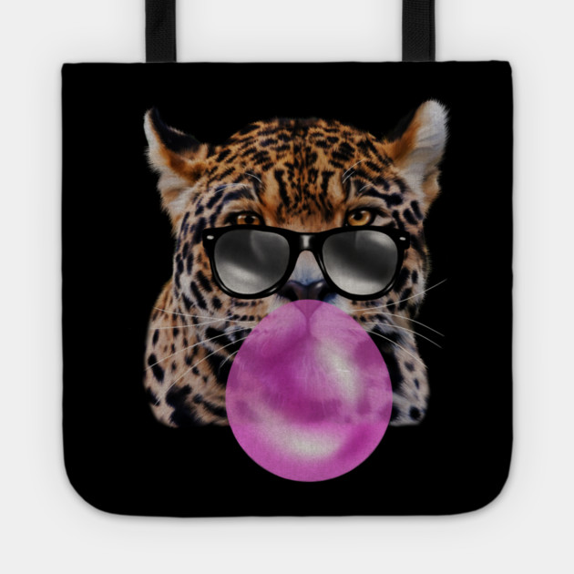 Jaguar with Blowing Gum, Love Big Cats Tote by logiamerch