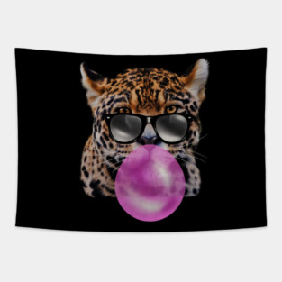 Jaguar with Blowing Gum, Love Big Cats Tapestry