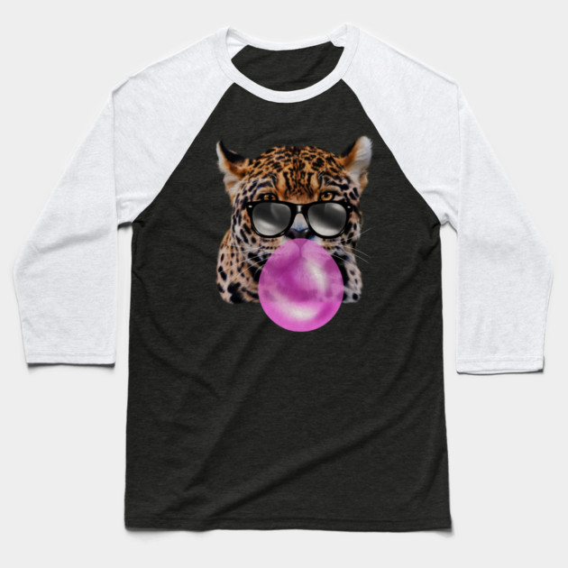 Jaguar with Blowing Gum, Love Big Cats Baseball T-Shirt by logiamerch