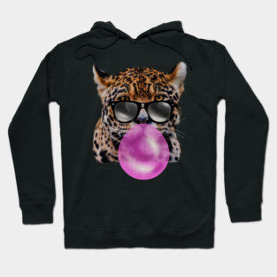 Jaguar with Blowing Gum, Love Big Cats Hoodie