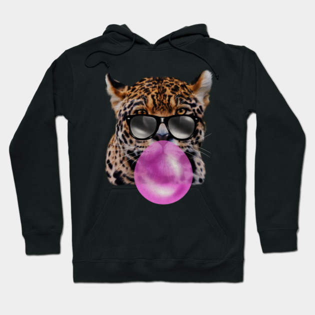 Jaguar with Blowing Gum, Love Big Cats Hoodie by logiamerch