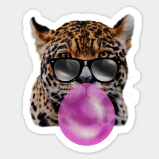 Jaguar with Blowing Gum, Love Big Cats Sticker