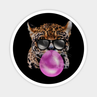 Jaguar with Blowing Gum, Love Big Cats Magnet