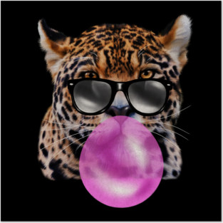 Jaguar with Blowing Gum, Love Big Cats Posters and Art