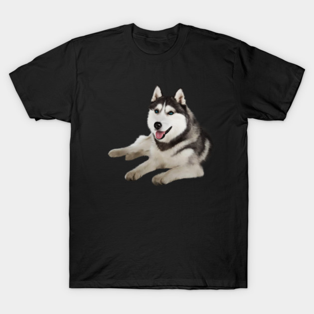 Husky with Blue Eyes, love Huskies, Dog Lover T-Shirt by logiamerch