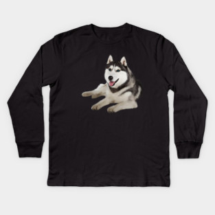Husky with Blue Eyes, love Huskies, Dog Lover Kids Long Sleeve T-Shirt