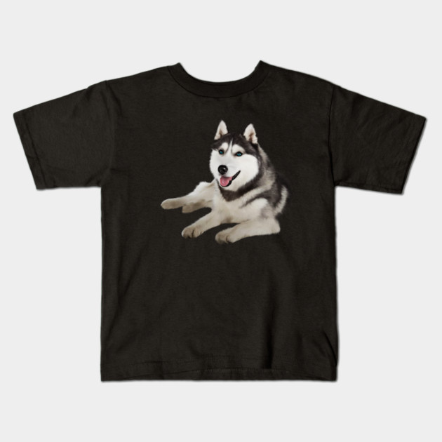Husky with Blue Eyes, love Huskies, Dog Lover Kids T-Shirt by logiamerch