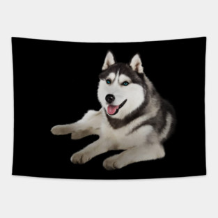 Husky with Blue Eyes, love Huskies, Dog Lover Tapestry