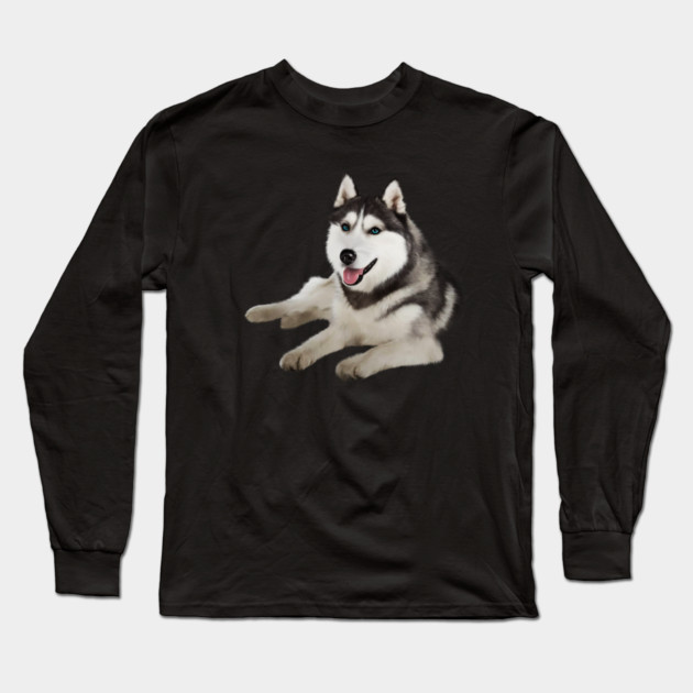 Husky with Blue Eyes, love Huskies, Dog Lover Long Sleeve T-Shirt by logiamerch