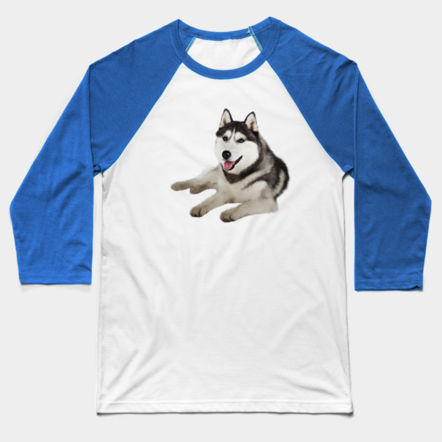 Husky with Blue Eyes, love Huskies, Dog Lover Baseball T-Shirt by logiamerch